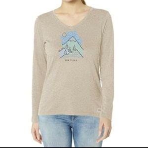 Life Is Good Long Sleeve V-neck Crusher T-shirt, Size XL